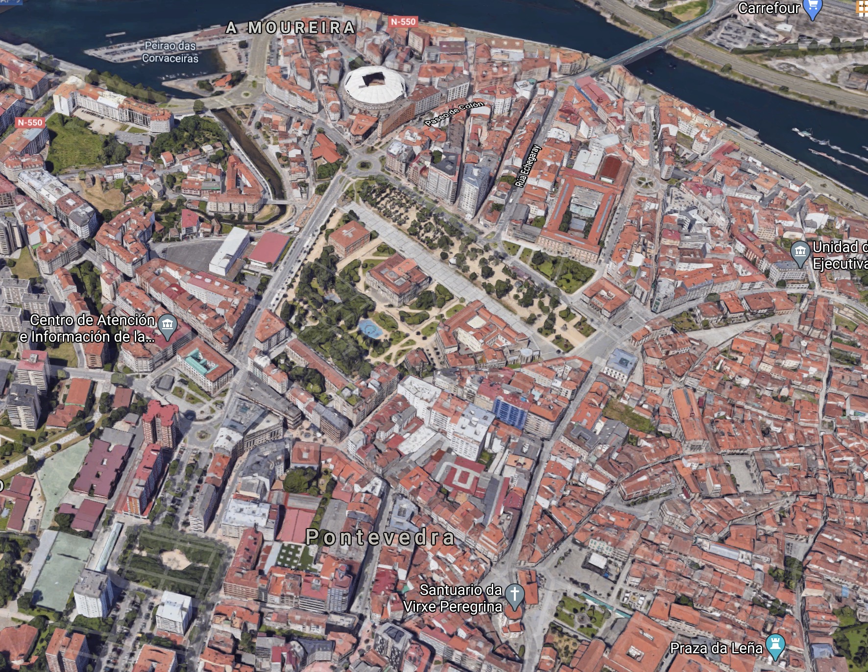 vista aérea de la ciudad de Pontevedra